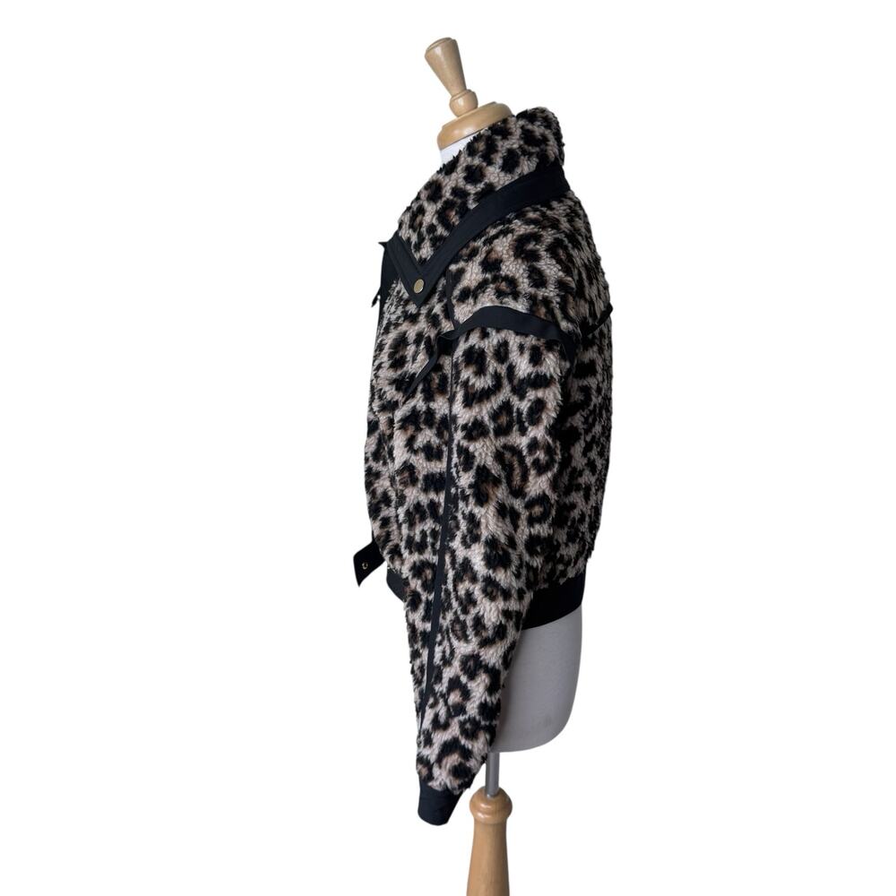 Veronica Beard Anita Sherpa faux-fur Bomber jacket in leopard print Size Small - Picture 4 of 10